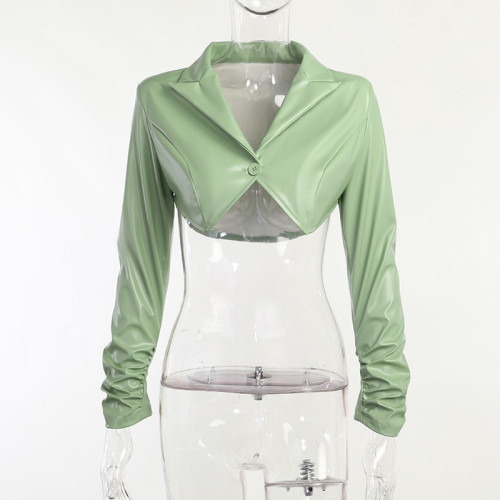 Short leather jacket coat autumn sexy ultra-short leather top street trend women's clothing
