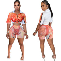 Fashion Casual Print Set Short Sleeve Shorts Two Piece Set