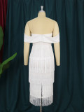 Fashion sexy women's tube top high waist fringed skirt banquet evening dress dress