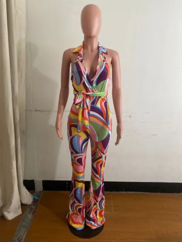 Fashionable and casual new backless jumpsuit