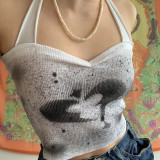 Sexy Skinny Fashion Smudged Heart Print Ribbed Tank Top