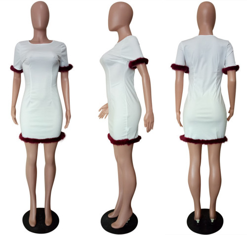 Plush Panel Slim Dress