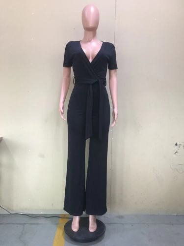 panelled solid jumpsuit
