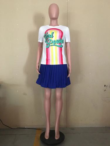 rainbow stripe placement print top