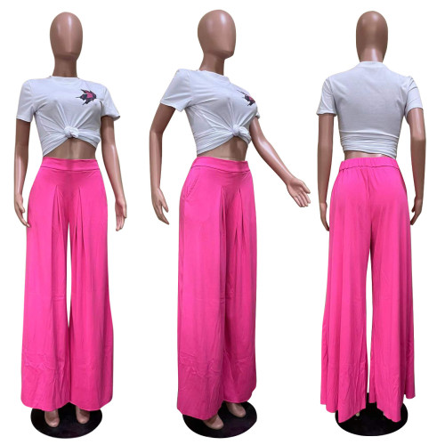 Solid color wide leg pants casual pants trousers 3 colors