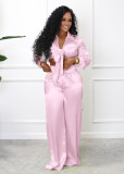 Autumn and winter satin fabric balloon sleeves loose trousers two-piece suit