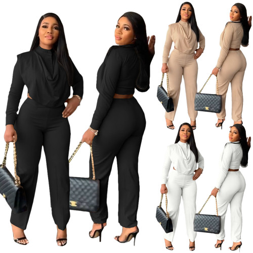 Fashion Design Autumn and Winter Long Sleeve Pants Suit Two Piece