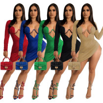 Sexy V-Neck Irregular Dress Nightclub Dress