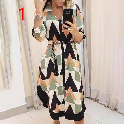 Midi Printed Plaid Lapel Dress