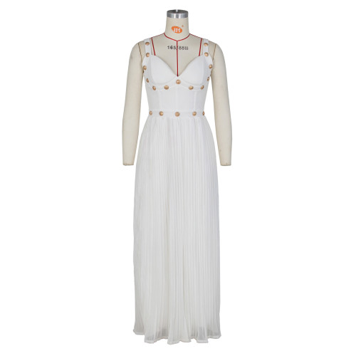 Sexy Ladies Wide Leg Pleated Suspender Jumpsuit