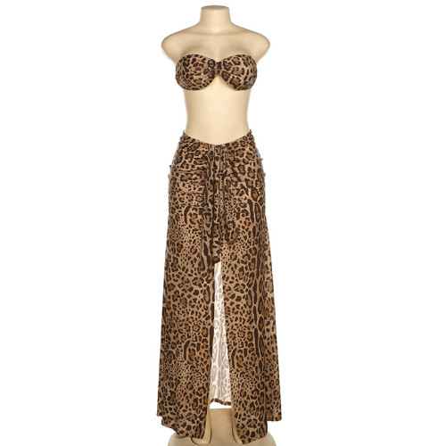 Navel small tube top high waist bag hip skirt casual suit