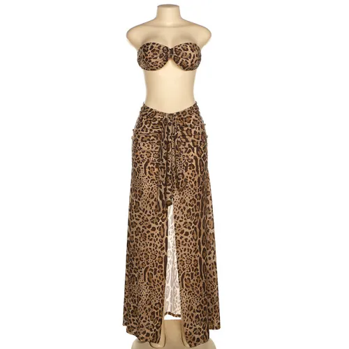 Navel small tube top high waist bag hip skirt casual suit