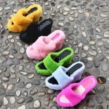 Plus Size Women's Shoes Casual Multicolor Short Plush Fish Mouth Wedge Heel Heightening Hair Slippers