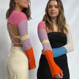 Fashion Contrast Color Versatile Small Vest Knit Sweater