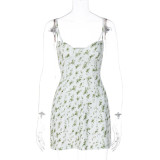 small floral short skirt suspender dress