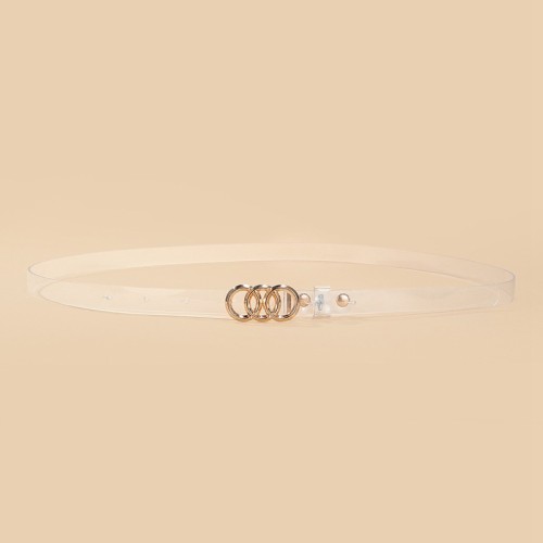 Fashion Transparent Three Circle Buckle Casual Belt  LX641509043560