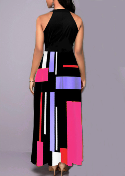 Elegant Print Sleeveless Maxi Dress