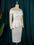 Plus size women's retro lace stitching elegant dress