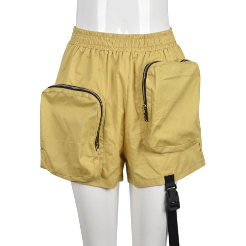 Multi-Zip Style Pocket Elastic Waist Lounge Shorts