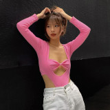 Two-piece multi-wear one-piece sexy women's body slim solid color top