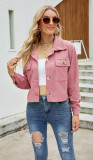 Short Ladies Jacket Corduroy Lapel Shirt Jacket