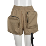 Multi-Zip Style Pocket Elastic Waist Lounge Shorts