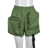 Multi-Zip Style Pocket Elastic Waist Lounge Shorts