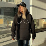 Casual Hot Drill Hooded Long Sleeve Pocket Slim Sweater Top
