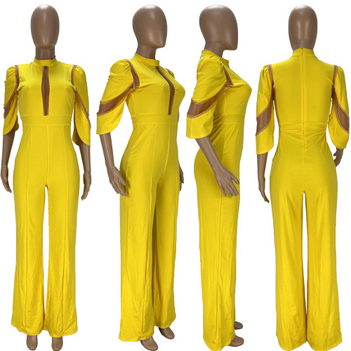 Mesh Panel Sexy Jumpsuit