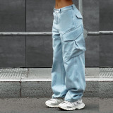 Corset Tie Rope Cargo Pants Fashion Casual Women's Loose Straight High Waist Large Size Casual Pants