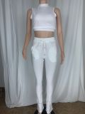 Sexy Women's T-Shirt Pleated Pants Two Piece