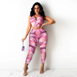 Sexy Chest Ring Cutout Print Jumpsuit