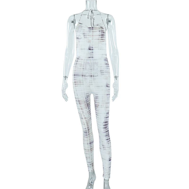 Digitally Printed Line Neck Strap Hip Lift Bodysuit