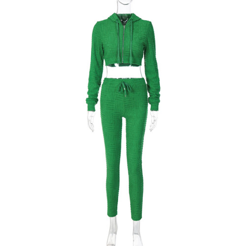Short Cardigan Hooded Sweater Pants Fashion Casual Suit