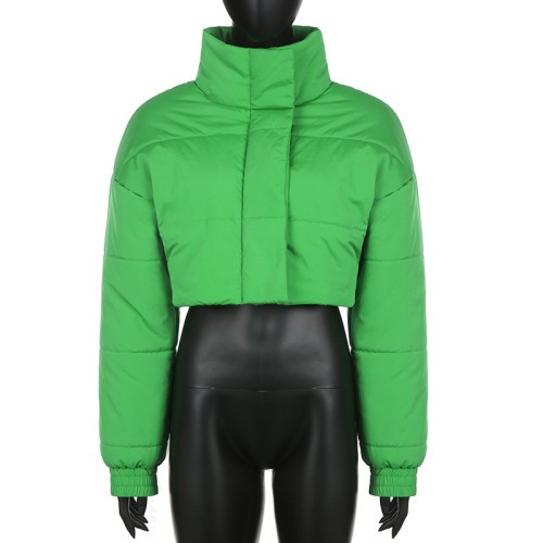 Velcro cotton vest vest fashion trend street women's winter solid color stand collar jacket
