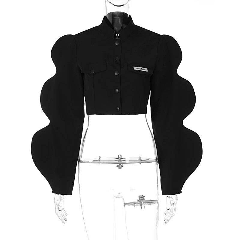 Fashion Casual Cardigan Button Lapel Long Sleeve Crop Top