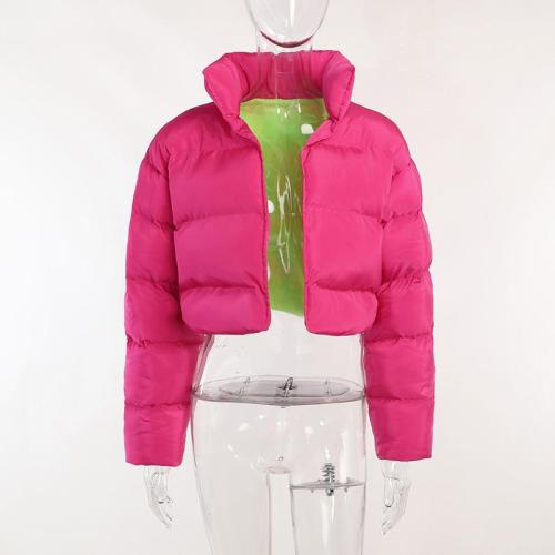 Contrast color short cotton clothes winter fashion women's thickened winter cotton clothes large size long-sleeved coat
