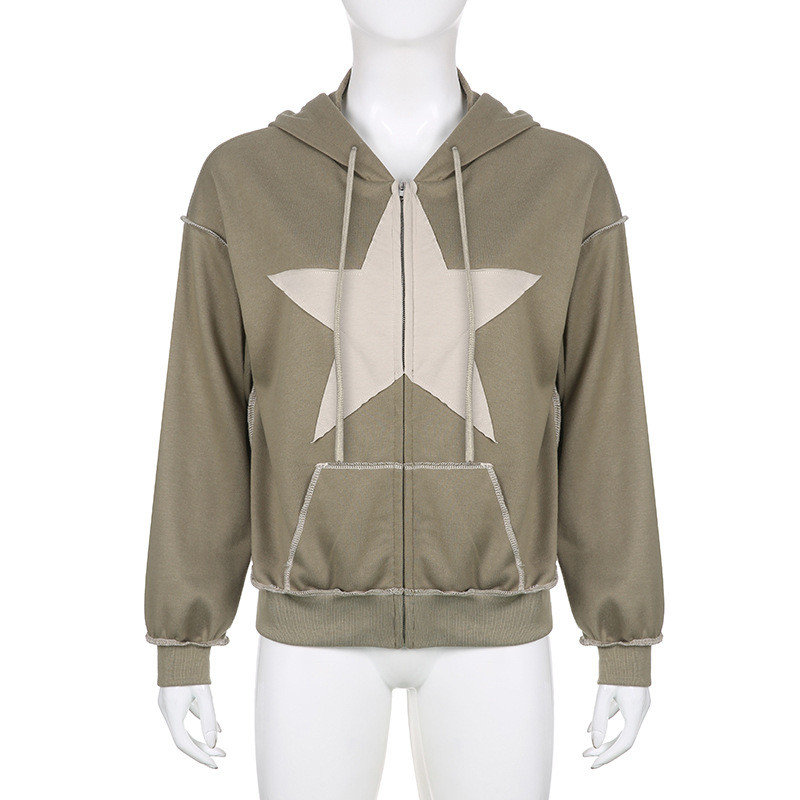 Splicing printing net red fashion trend street shooting personality star women's jacket