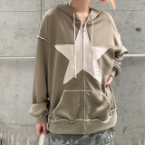 Splicing printing net red fashion trend street shooting personality star women's jacket