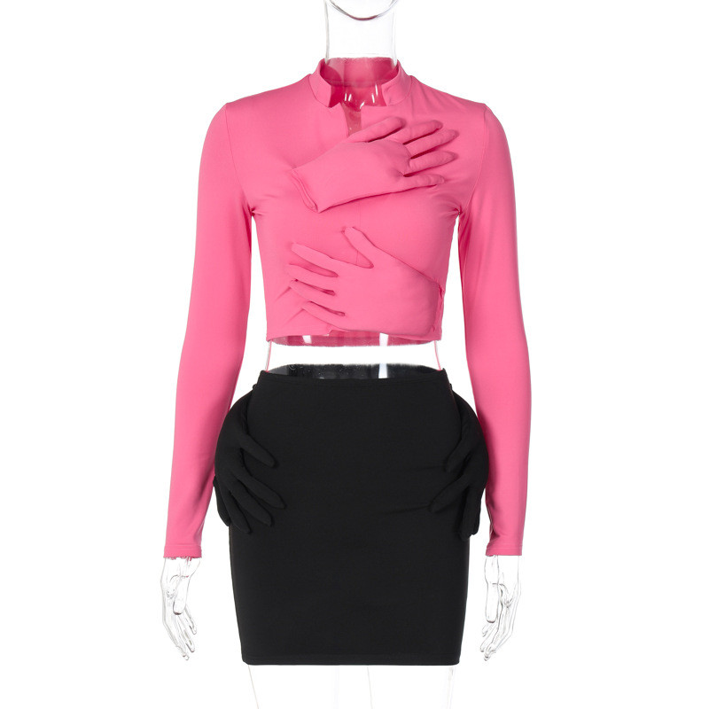 Fashion Personality Slim Top Short Skirt Suit