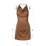 Fashionable sexy halter neck slim temperament dress