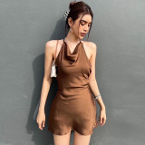 Fashionable sexy halter neck slim temperament dress