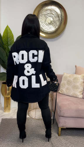 Women's cardigan button up lapel pocket embroidered rock fringe denim jacket