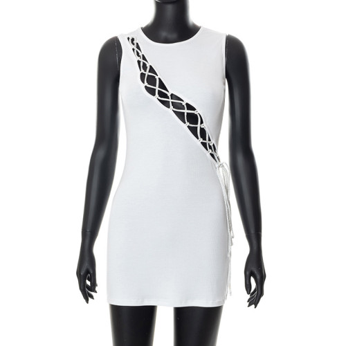 Fashion solid color stitching design temperament dress
