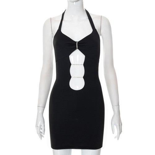 Halter neck sleeveless fashion hollow sexy hip dress