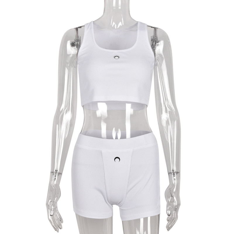 Printed Half Moon Vest Personalized Trend Pants Set Two Piece Set