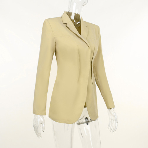 Lace-Up Shoulder Pad Slim Fit Blazer