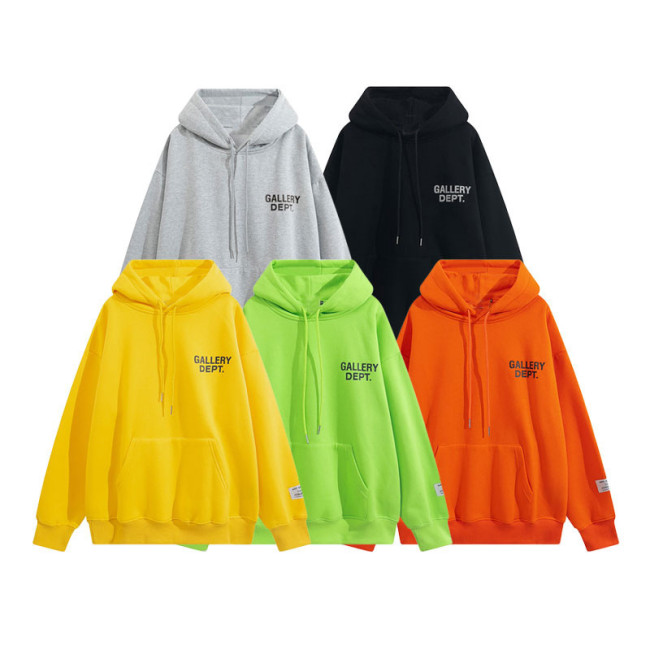 Tide brand hip-hop GD Gallery Dept fashion all-match casual loose trend hooded pullover sweater solid color