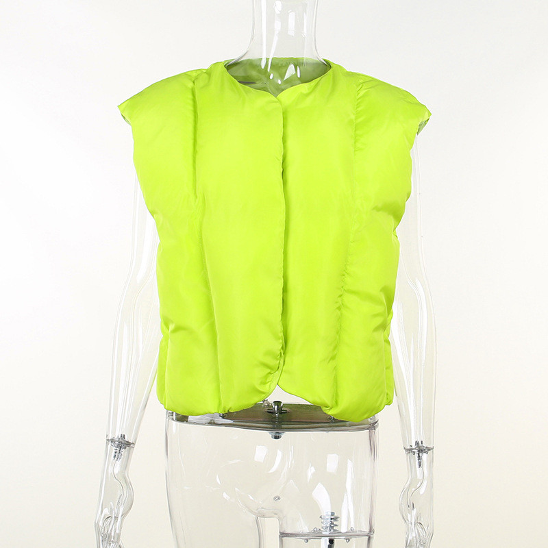 Single Breasted Fluorescent Collarless Vest Cotton Loose Casual Top