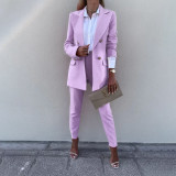 Solid color temperament suit two-piece fashion casual trousers suit